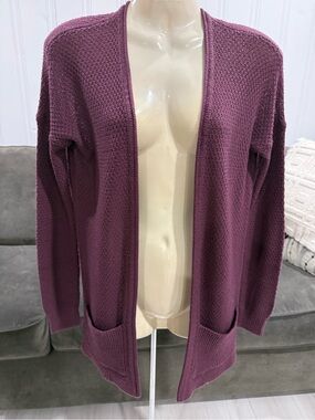 Garage Open-Front Cardigan Sweater - Plum